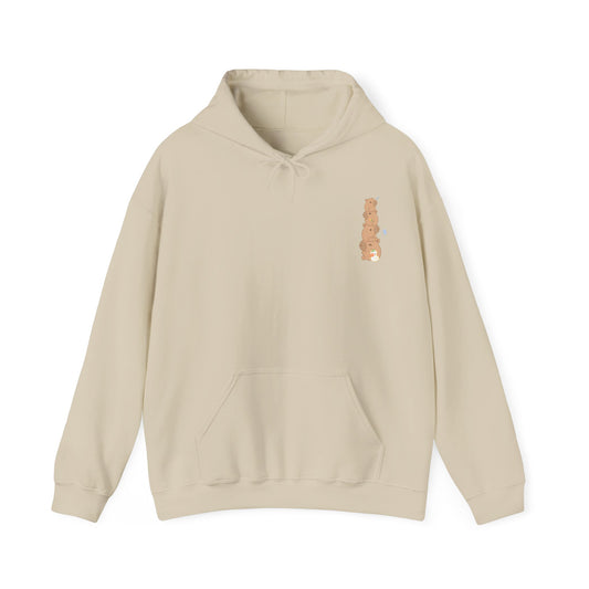 Capybaras hoodie riding scooter funny graphic back print in Sand