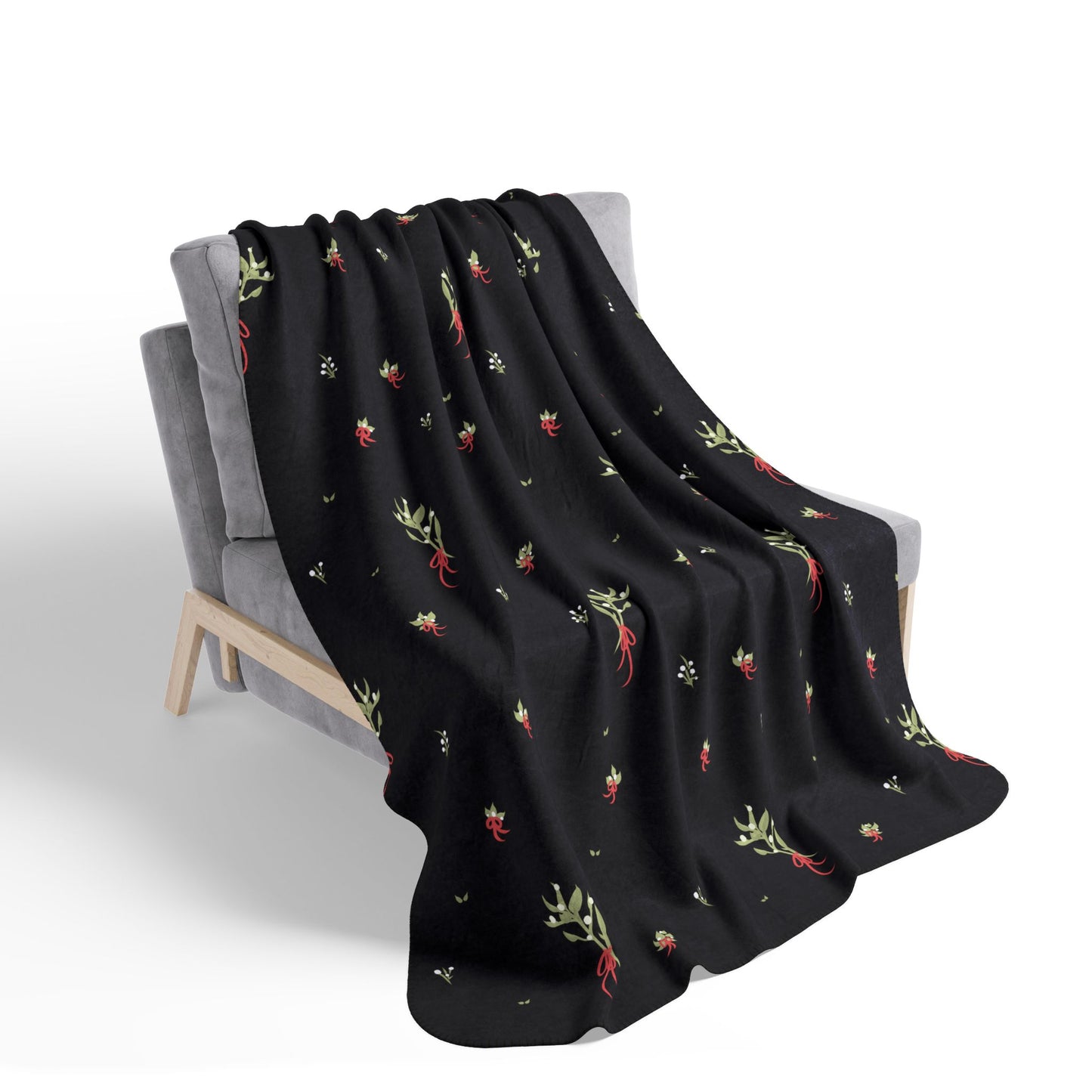 Sophisticated Mistletoe Fleece Sherpa Blanket