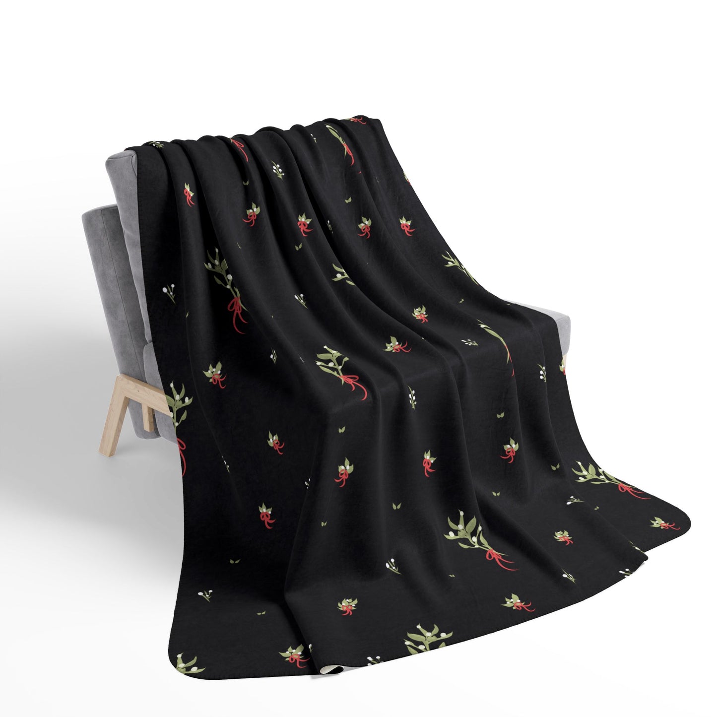 Sophisticated Mistletoe Fleece Sherpa Blanket