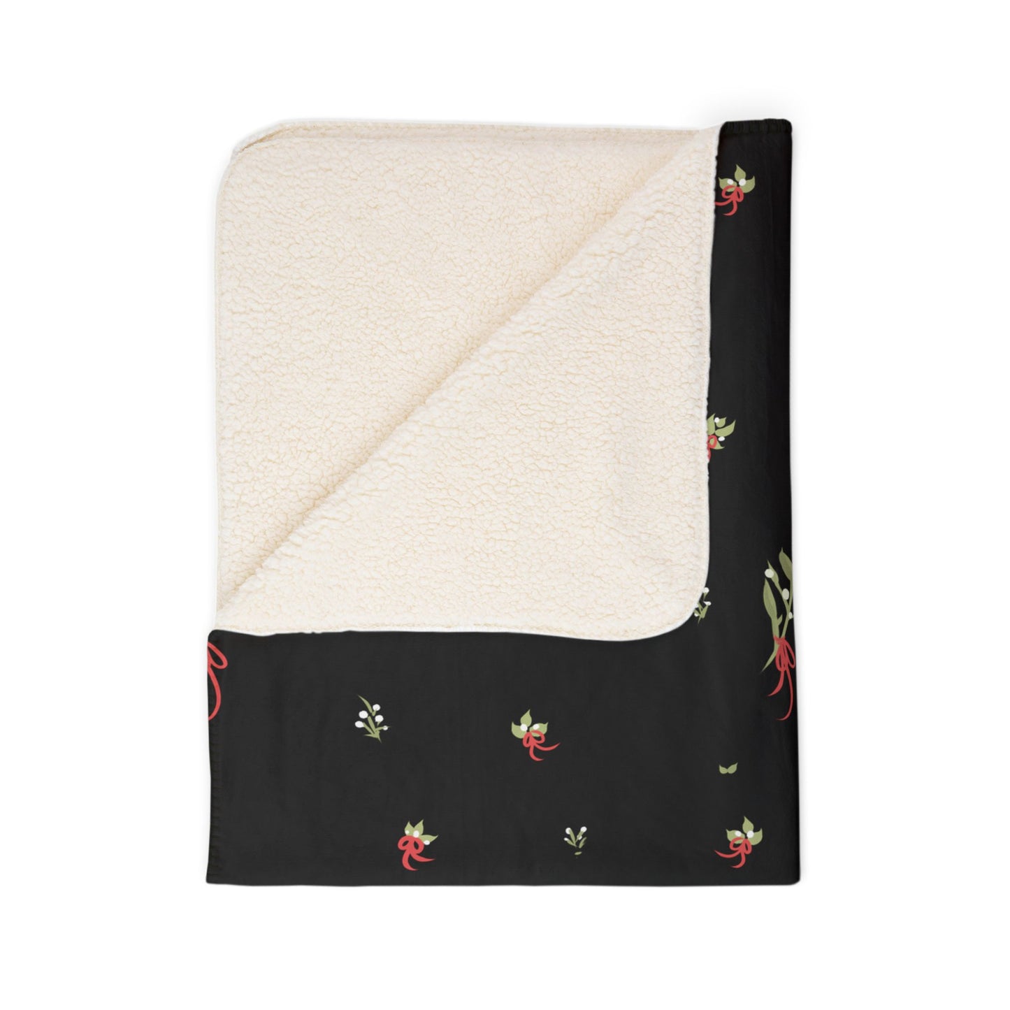 Sophisticated Mistletoe Fleece Sherpa Blanket