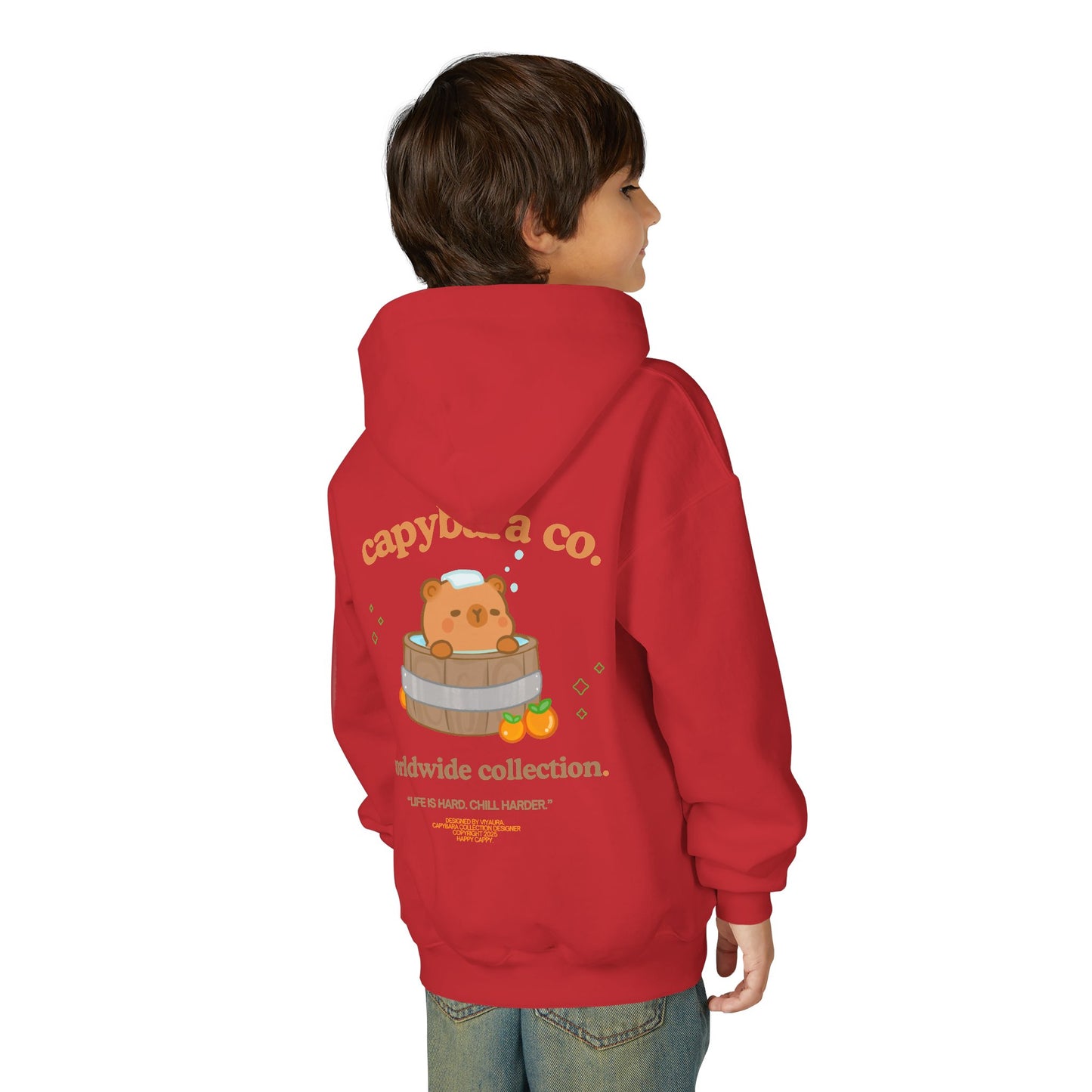 Capybara Bath: Youth Heavy Blend Hooded Sweatshirt