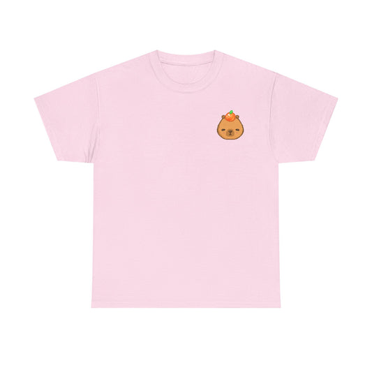 Pixel Capy cute capybara cotton t-shirt fun casual wear in Light Pink