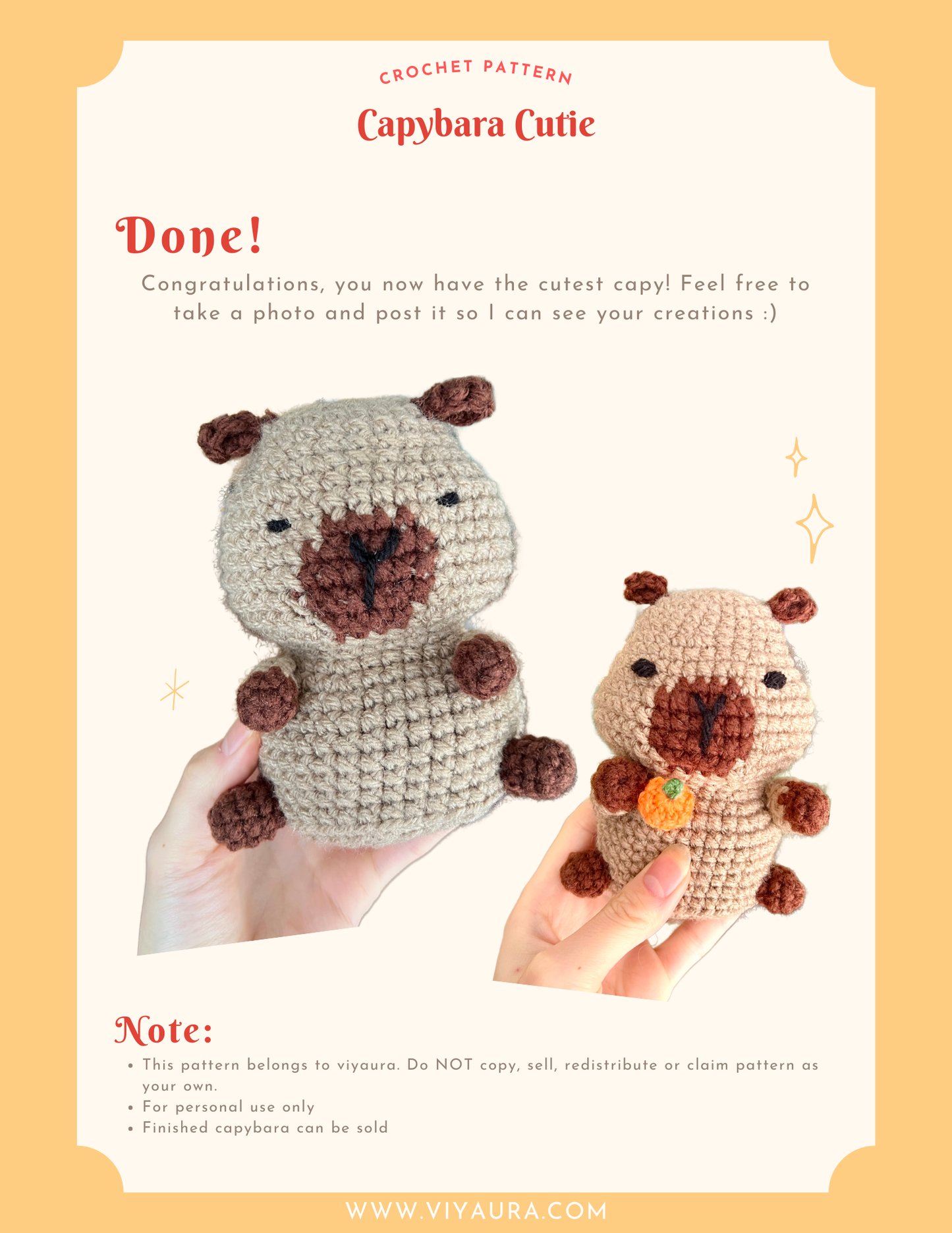 Cutie Capybara Crochet Pattern PDF