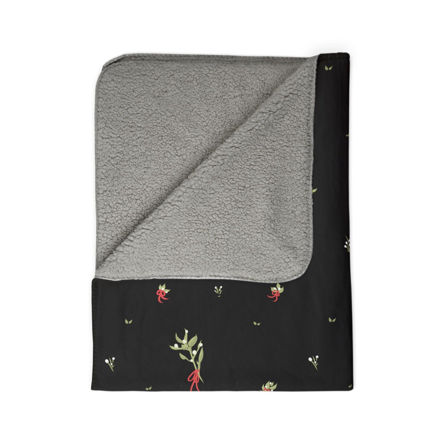 Sophisticated Mistletoe Fleece Sherpa Blanket