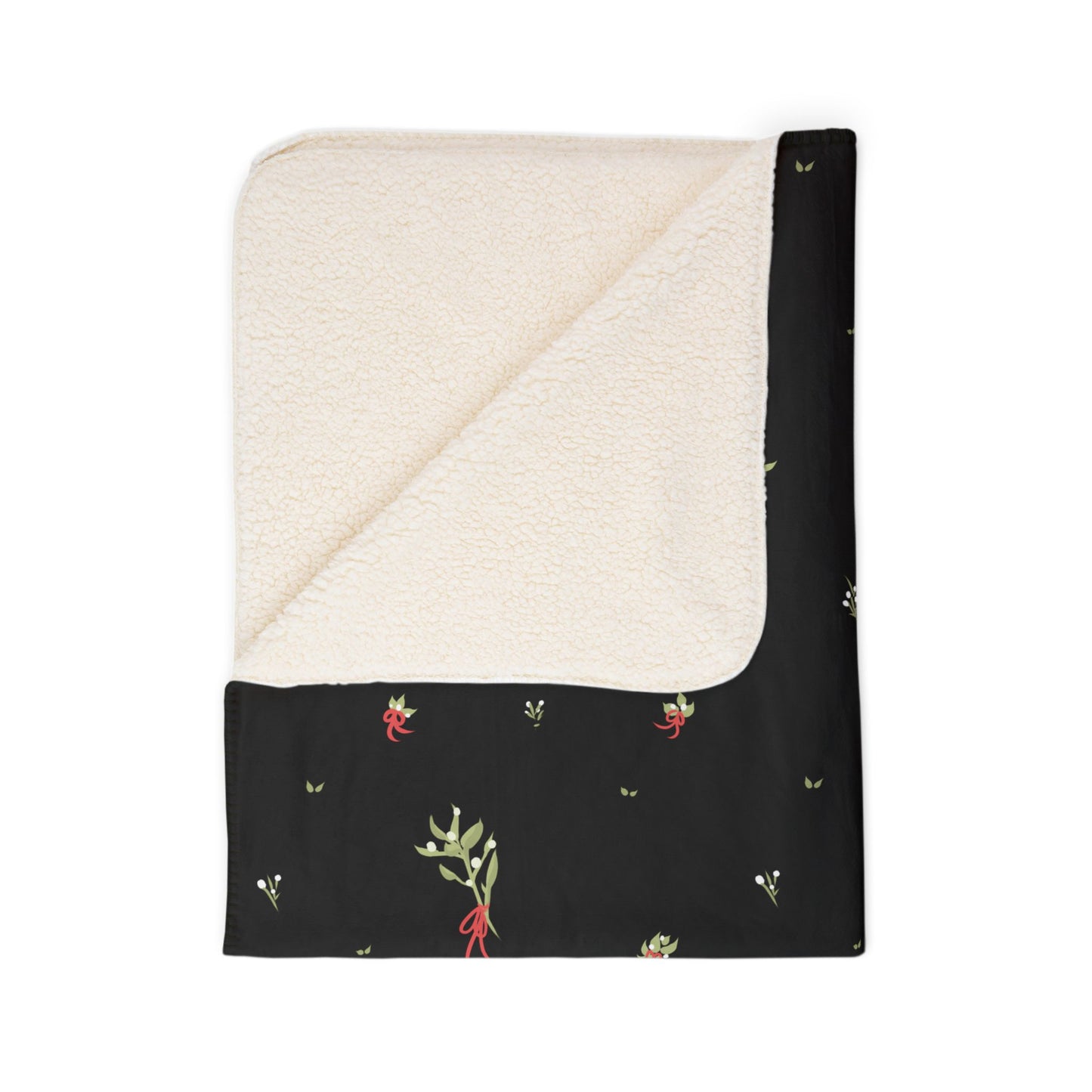 Sophisticated Mistletoe Fleece Sherpa Blanket