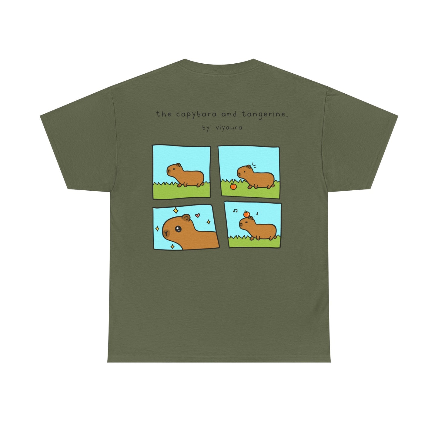 the capybara and tangerine comic tee