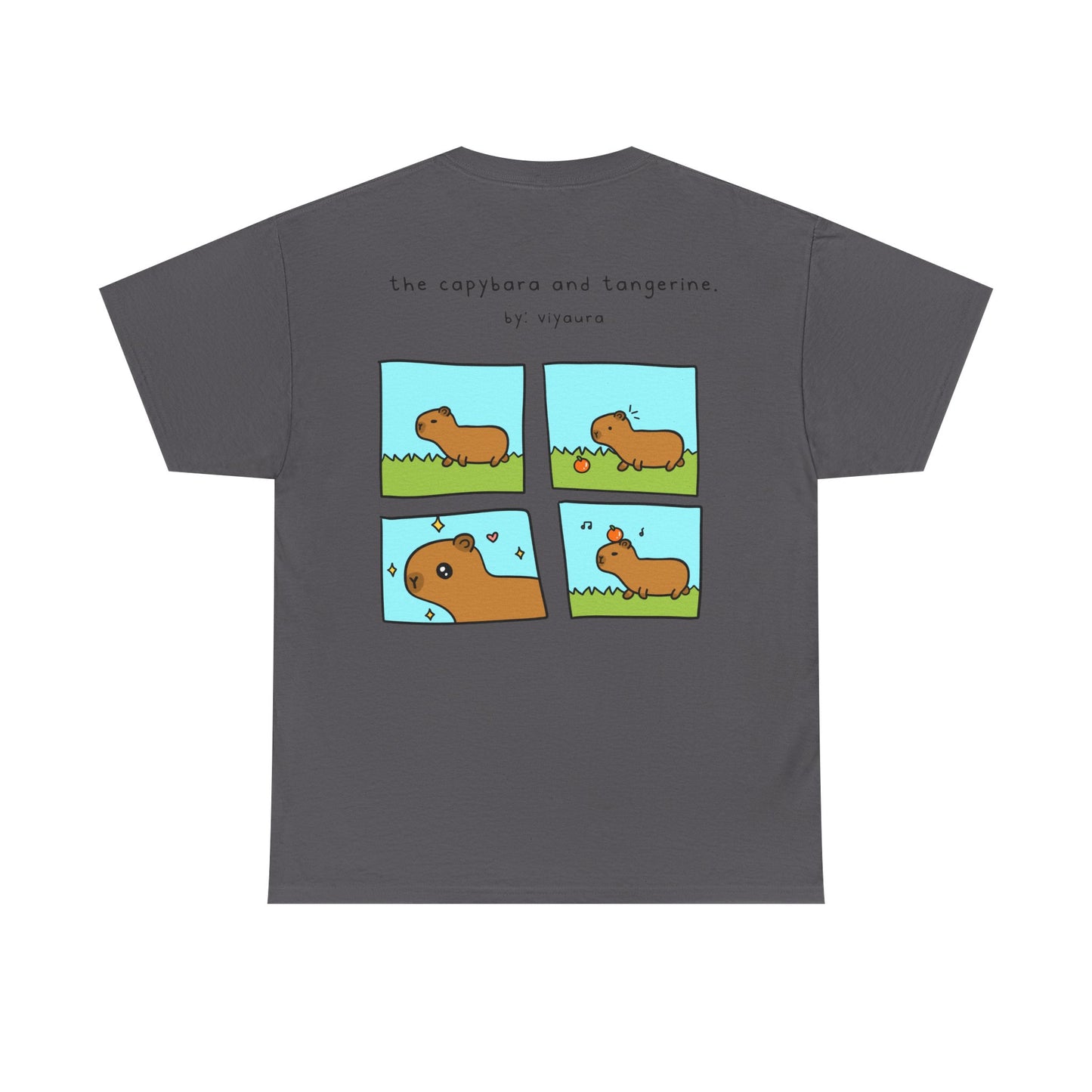 the capybara and tangerine comic tee