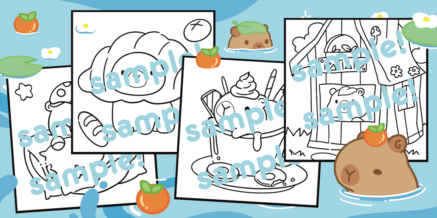 Capybara Club: Bold and Easy Coloring Book (PNG)