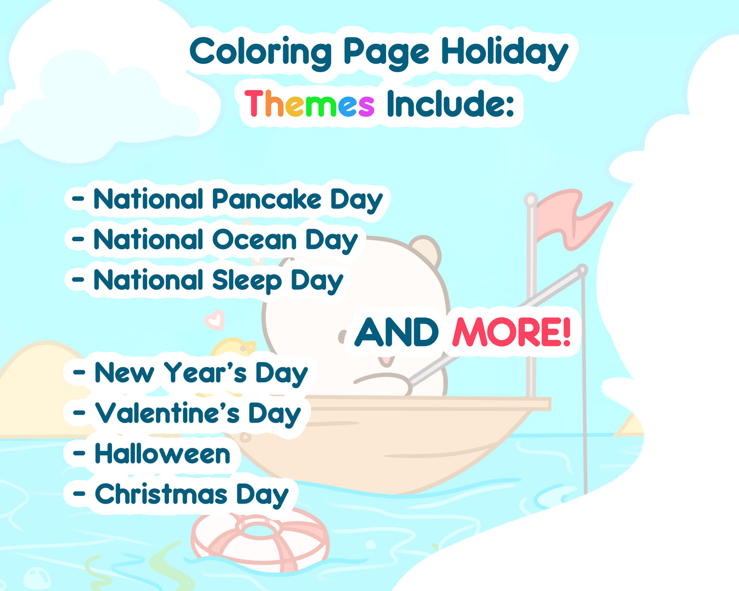 Cute Holidays: Cozy Coloring Book (PNG and PDF)