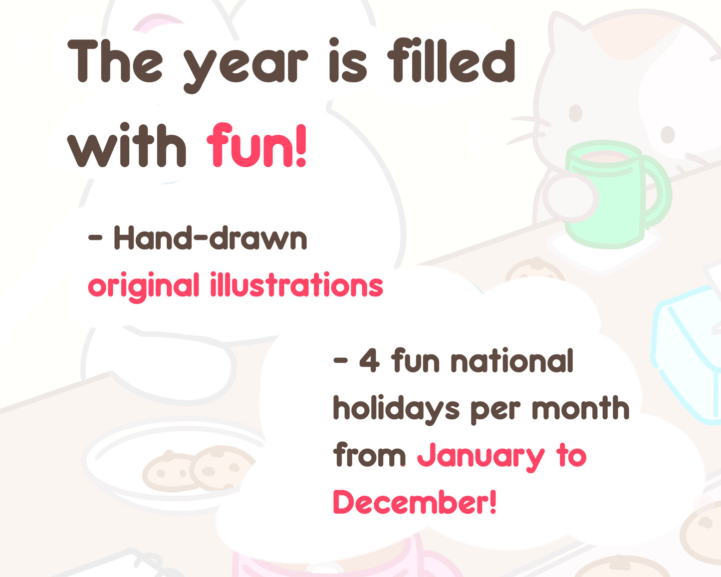 Cute Holidays: Cozy Coloring Book (PNG and PDF)