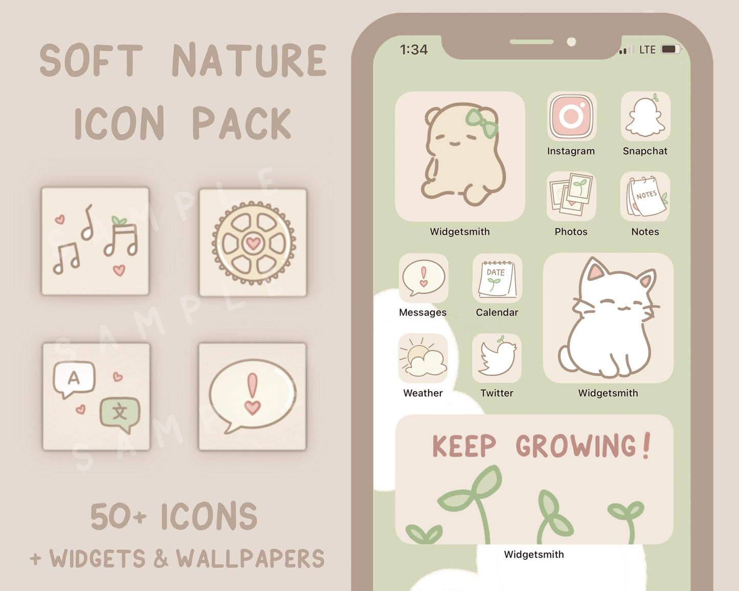 Soft Aesthetic Nature App Icon Set