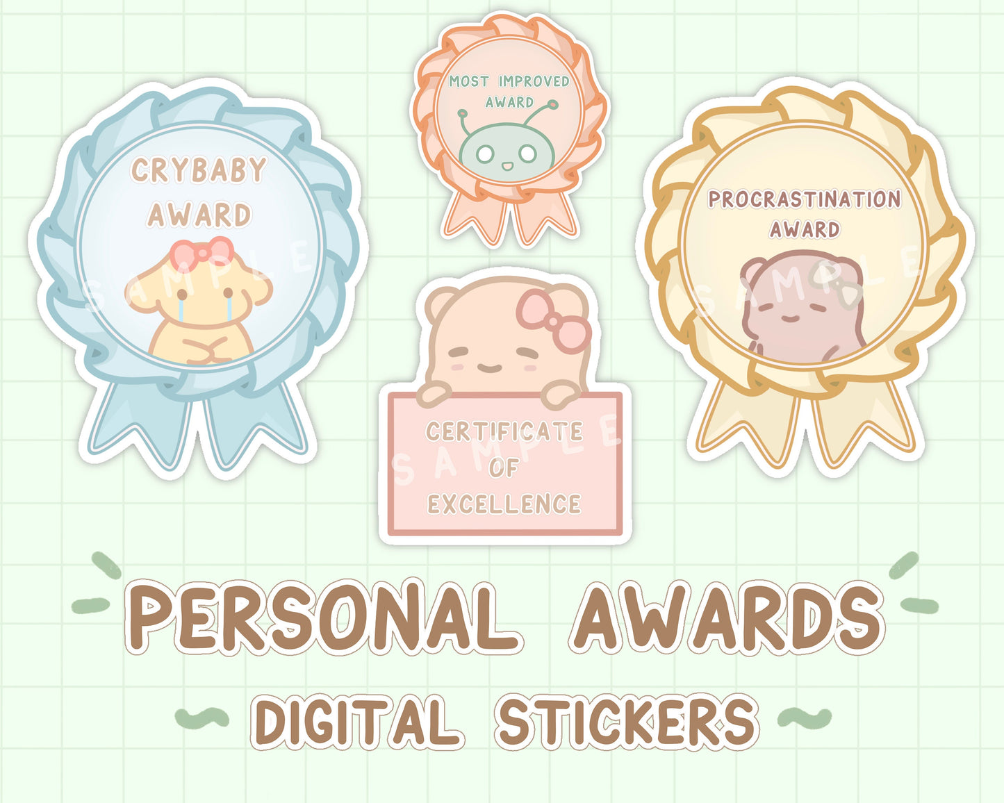 Cute Medals Digital Planner Stickers