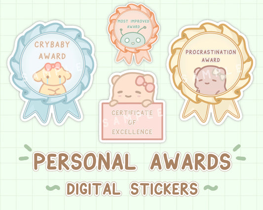 Cute Medals Digital Planner Stickers