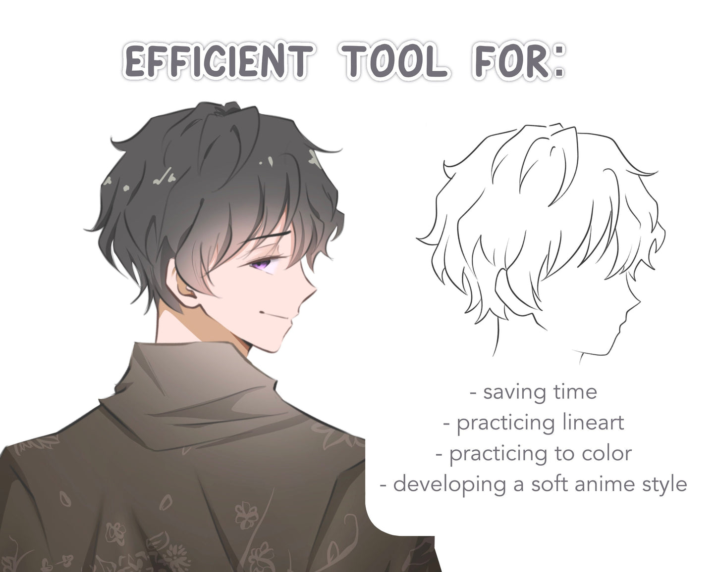Soft Anime Style Hair Stamp Set