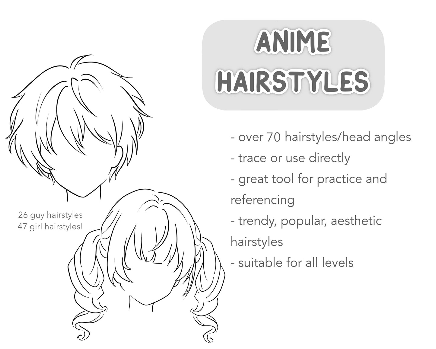 Soft Anime Style Hair Stamp Set