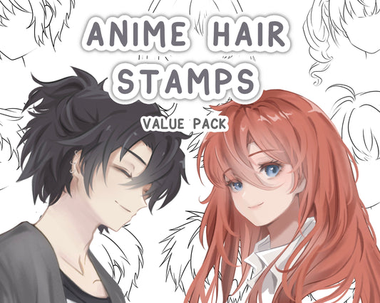 Soft Anime Style Hair Stamp Set