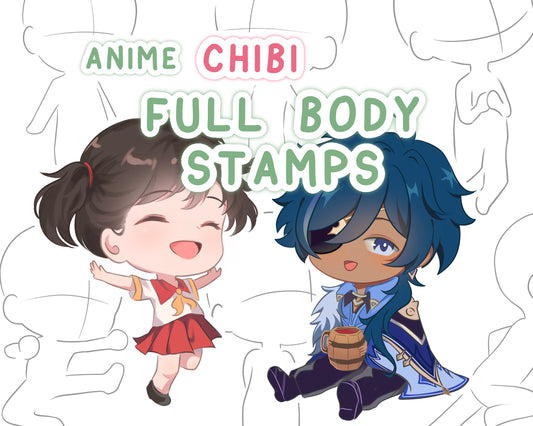 Anime Chibi Full Body Stamp Brush Set