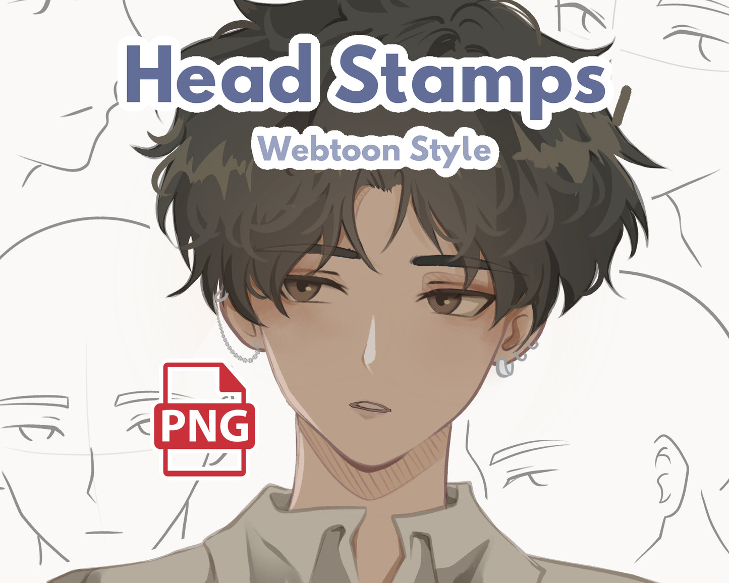 Manga Webtoon Style Head Stamp Set