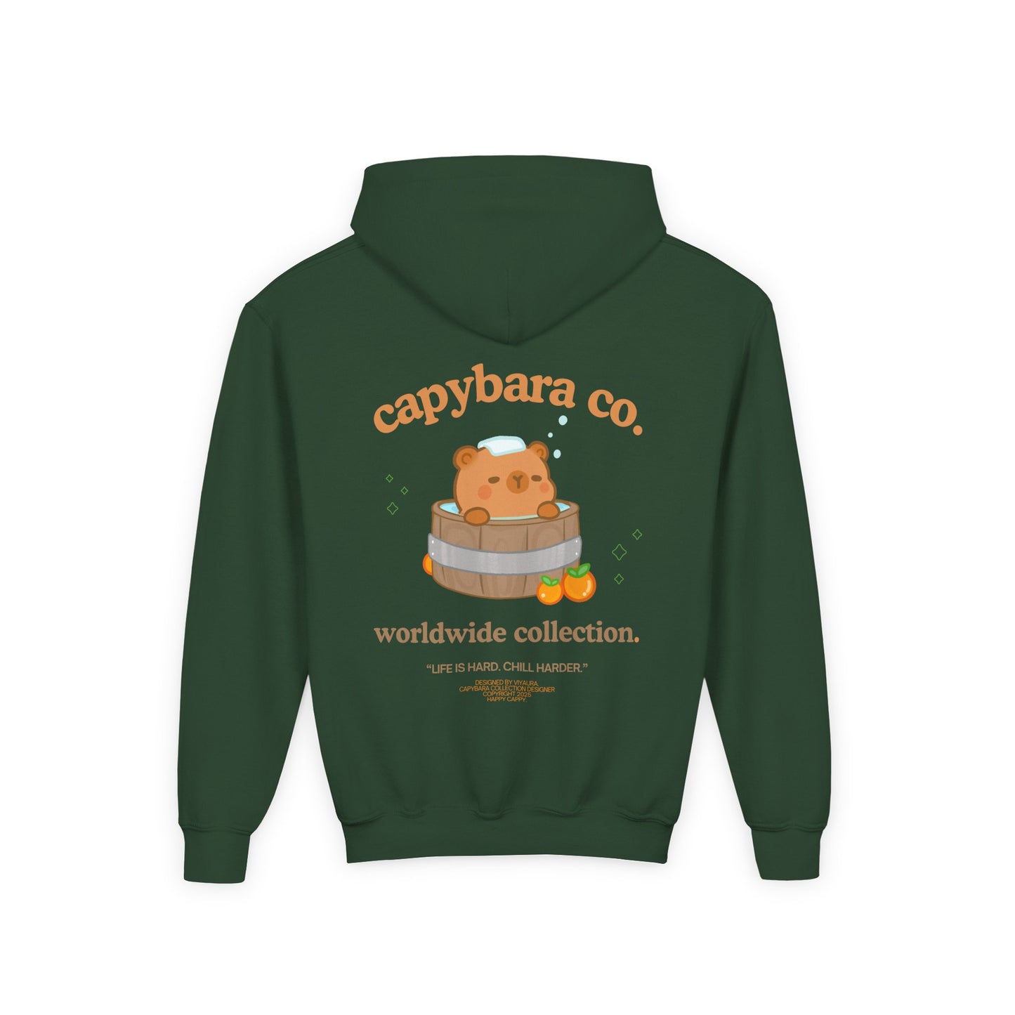 Capybara Bath: Youth Heavy Blend Hooded Sweatshirt