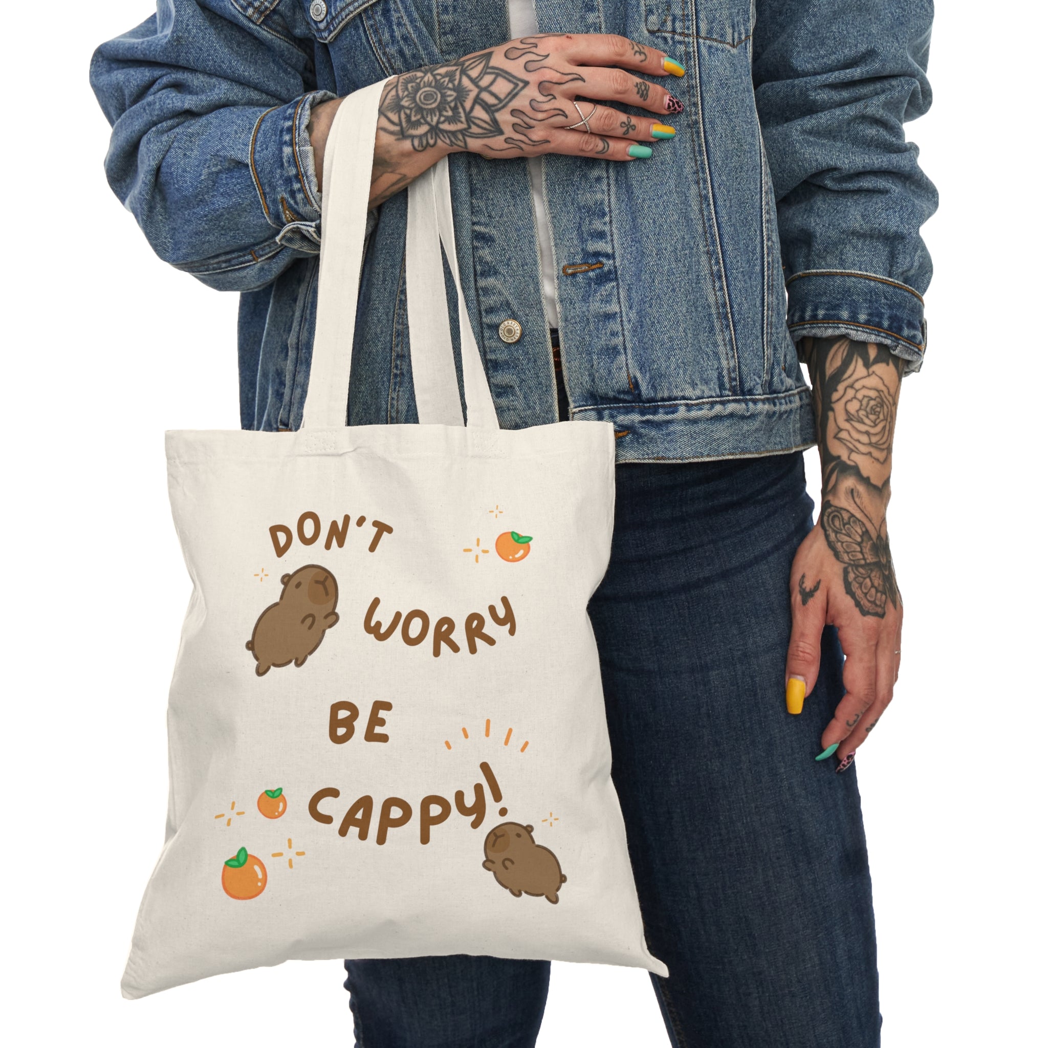 Be Cappy Tote Bag | Cute Capybara Canvas Shopping Bag – viyaura