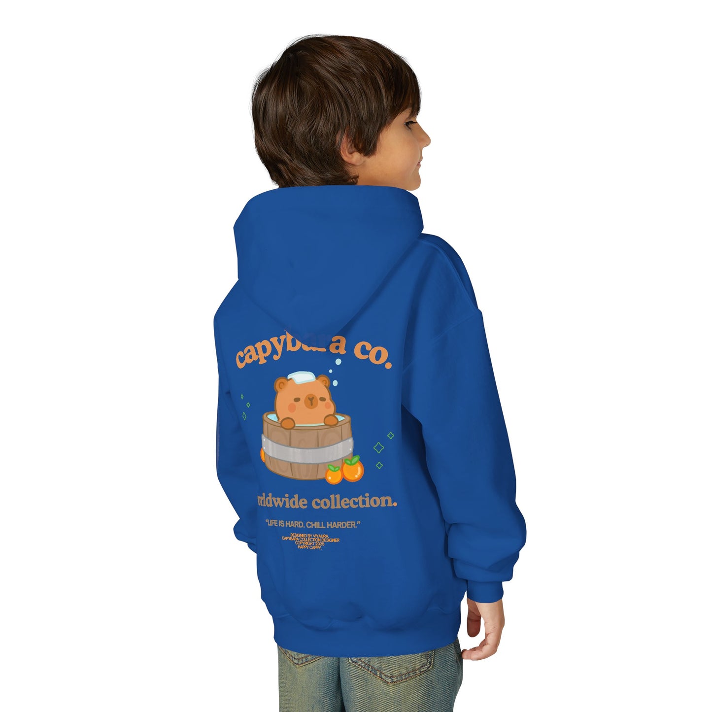 Capybara Bath: Youth Heavy Blend Hooded Sweatshirt