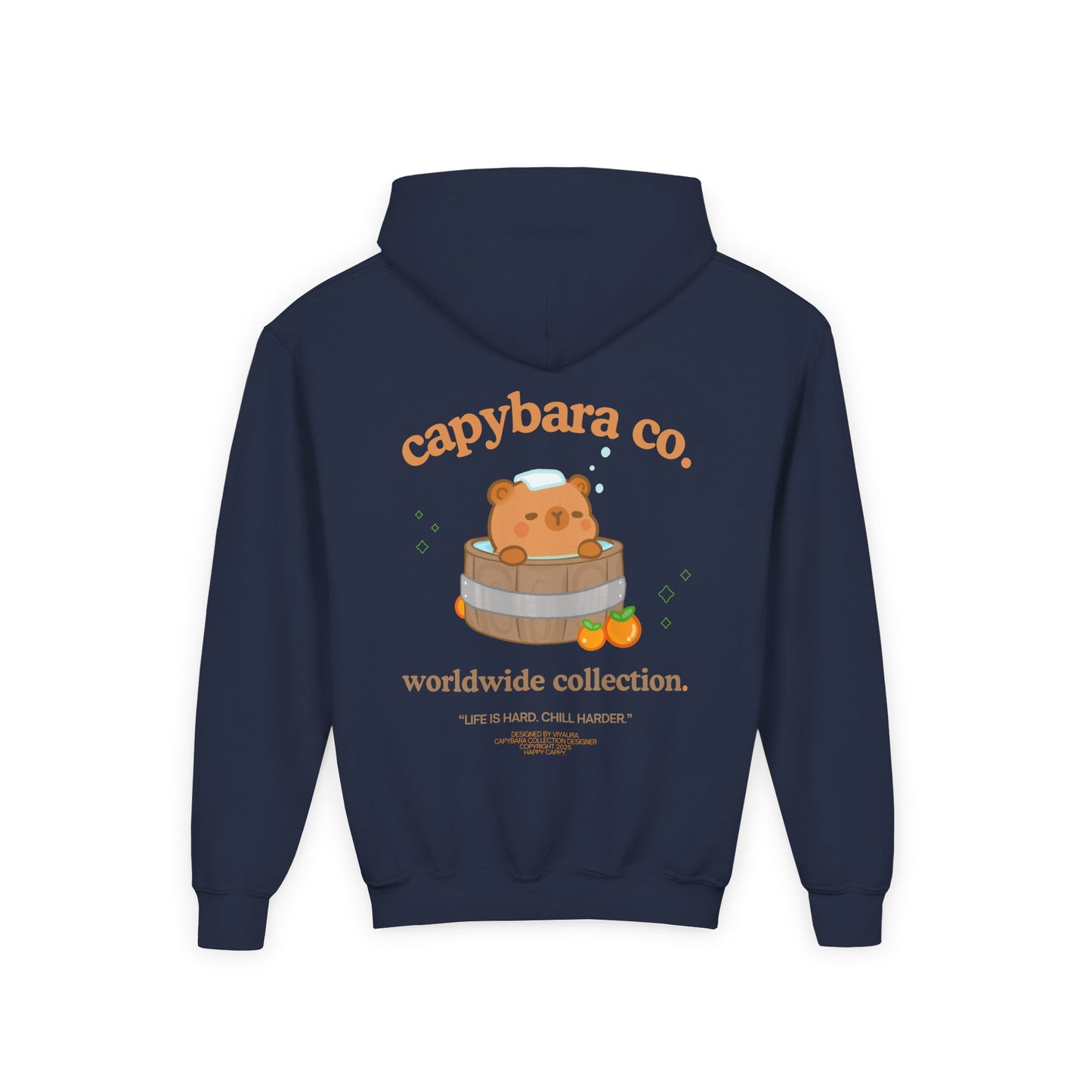 Capybara Bath: Youth Heavy Blend Hooded Sweatshirt