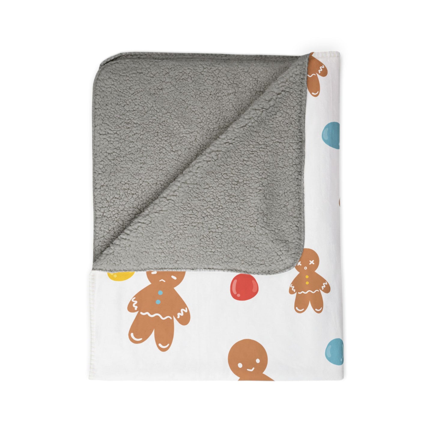 Gingerbread Man and Gumdrop Fleece Sherpa Blanket