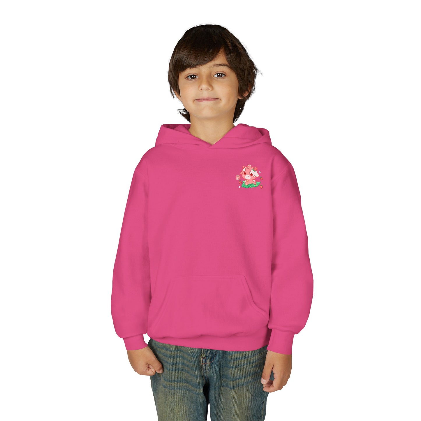 Strawberry Cow: Youth Heavy Blend Hooded Sweatshirt