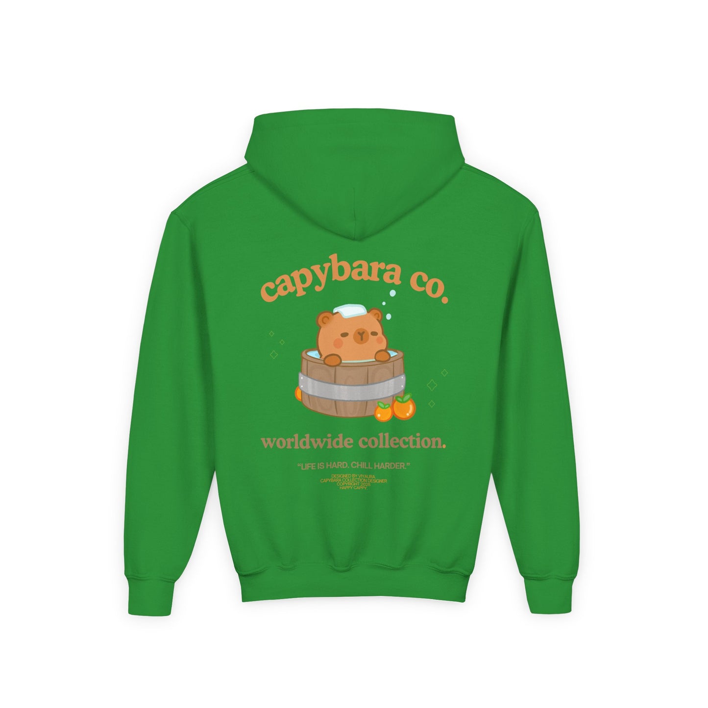 Capybara Bath: Youth Heavy Blend Hooded Sweatshirt