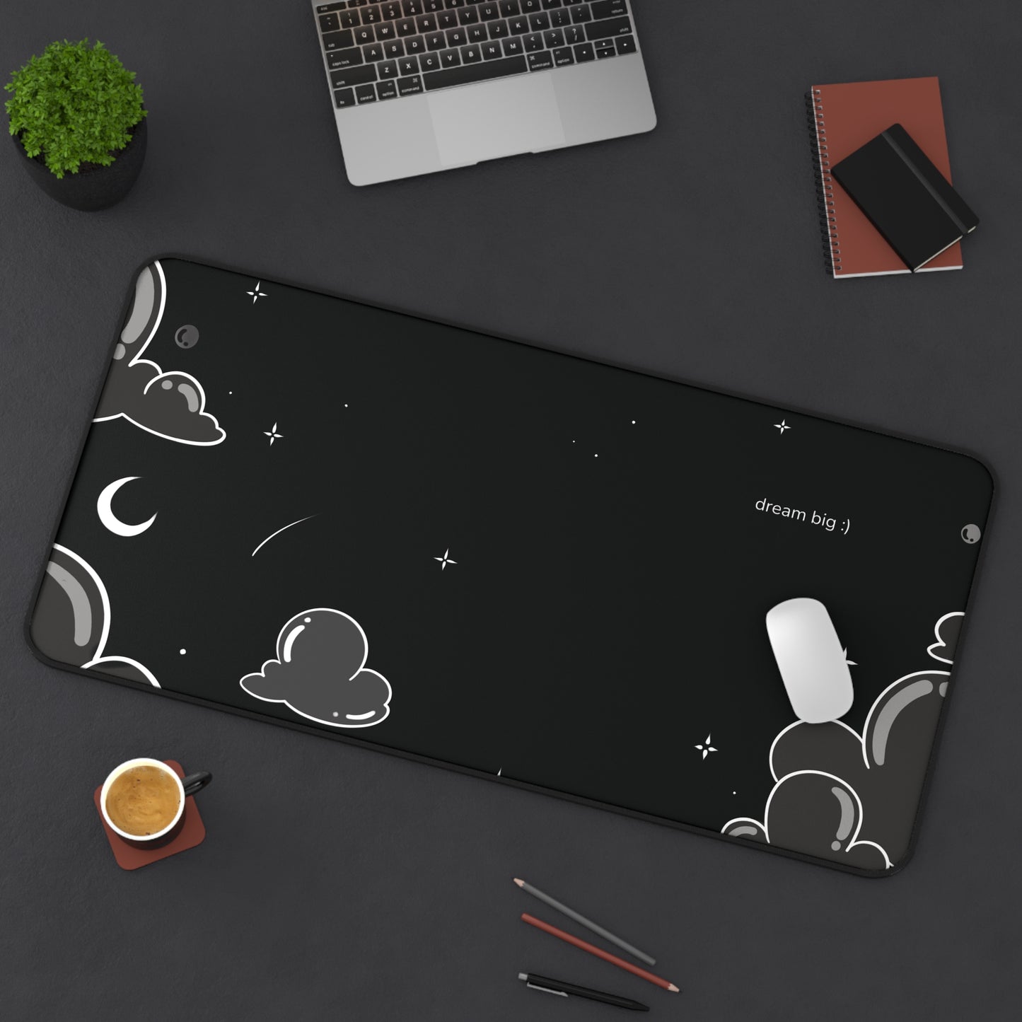Bubble Cloud (dark) Desk Mat