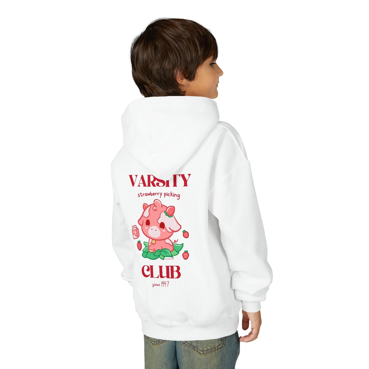 Strawberry Cow: Youth Heavy Blend Hooded Sweatshirt