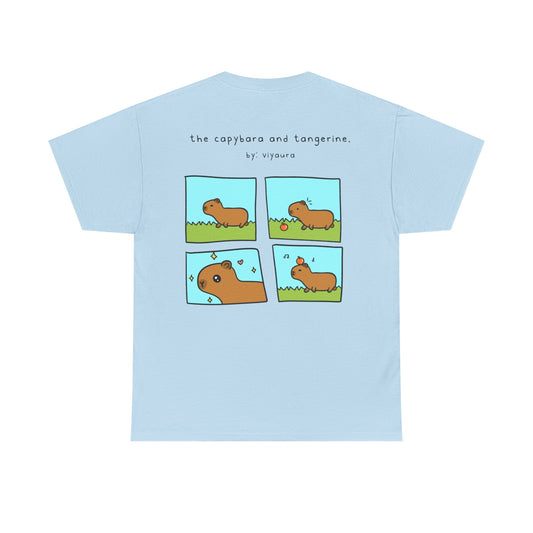 the capybara and tangerine comic tee