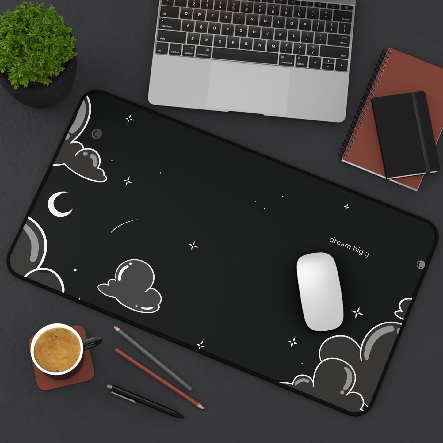 Bubble Cloud (dark) Desk Mat
