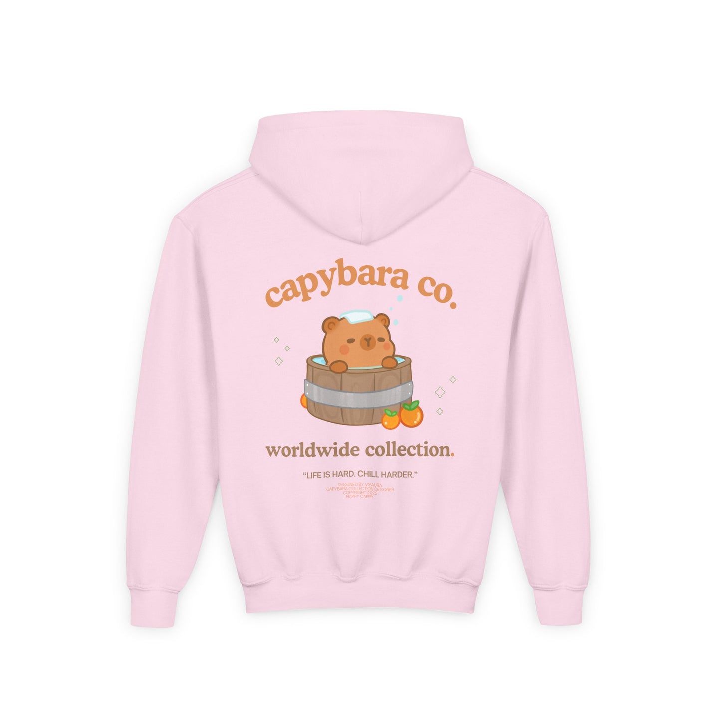 Capybara Bath: Youth Heavy Blend Hooded Sweatshirt