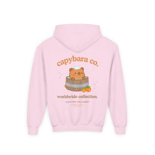 Capybara Bath: Youth Heavy Blend Hooded Sweatshirt