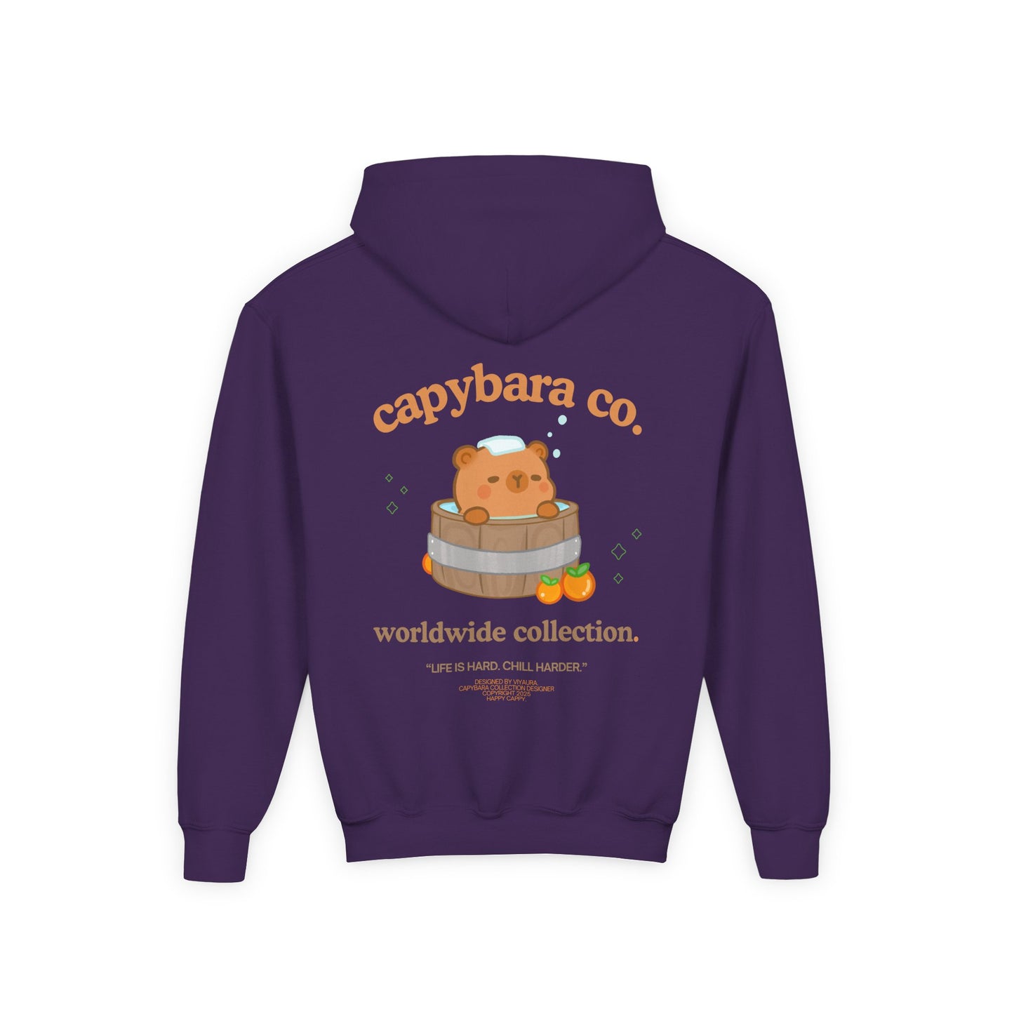Capybara Bath: Youth Heavy Blend Hooded Sweatshirt