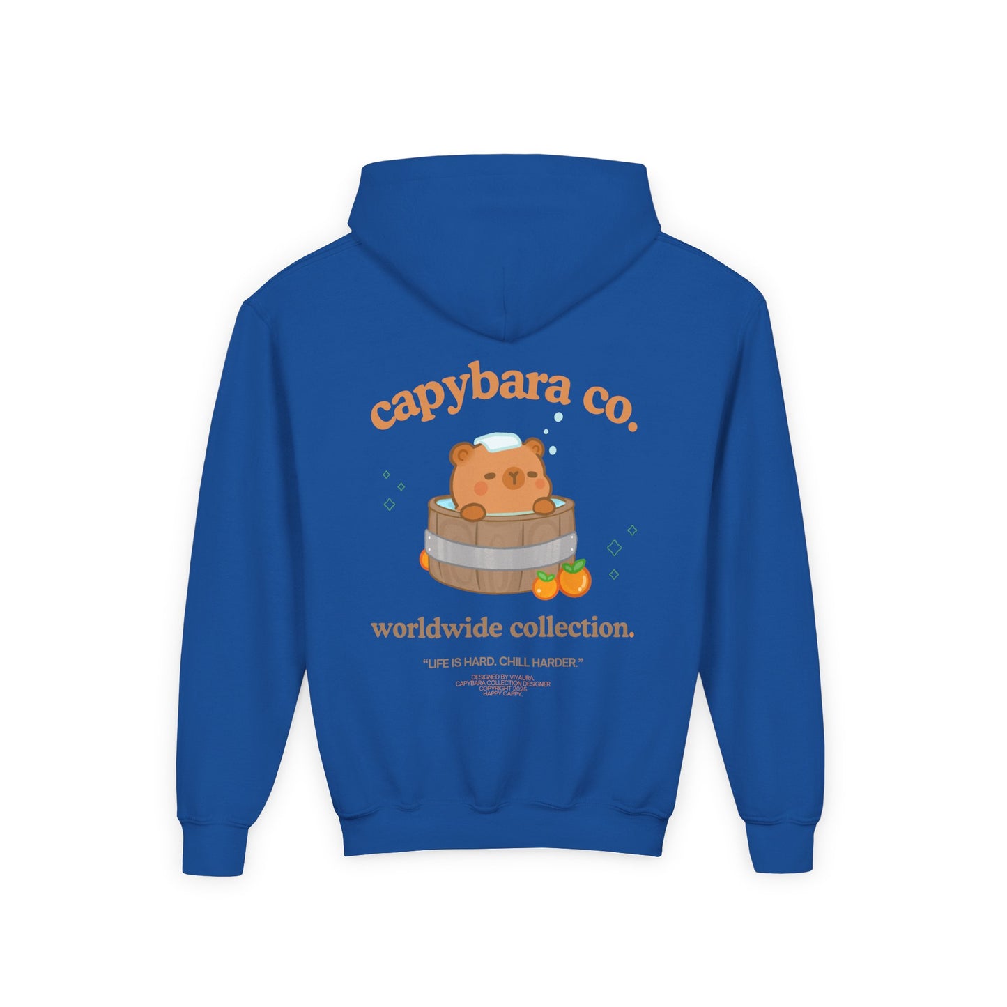 Capybara Bath: Youth Heavy Blend Hooded Sweatshirt