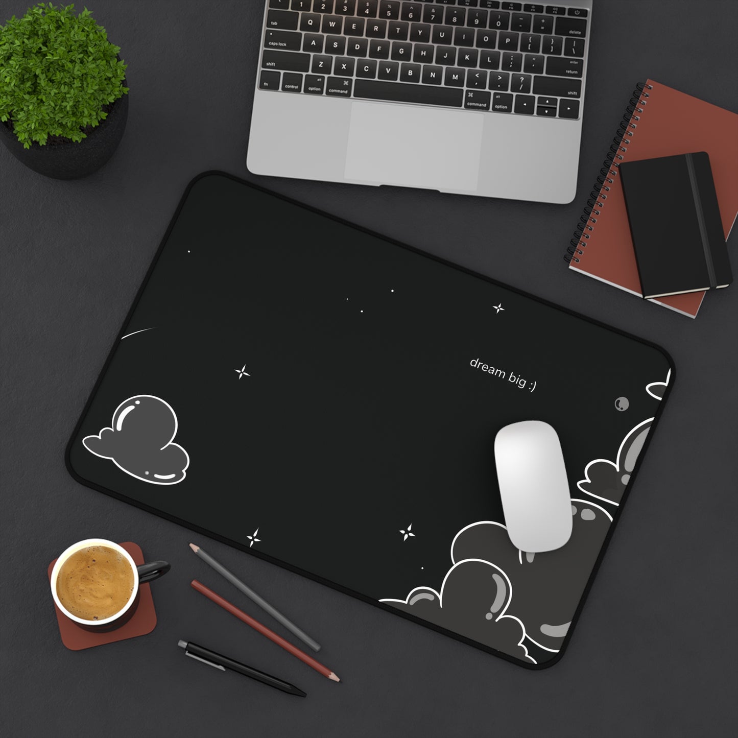 Bubble Cloud (dark) Desk Mat