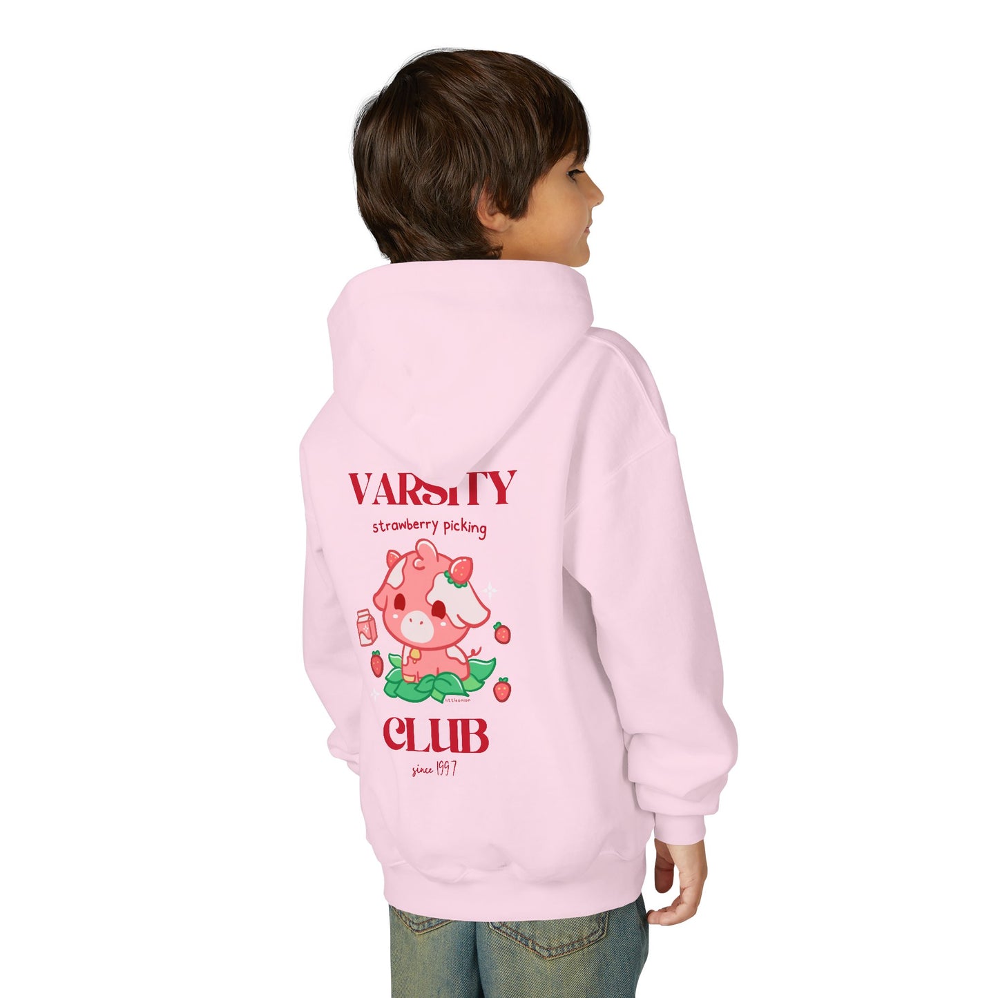 Strawberry Cow: Youth Heavy Blend Hooded Sweatshirt