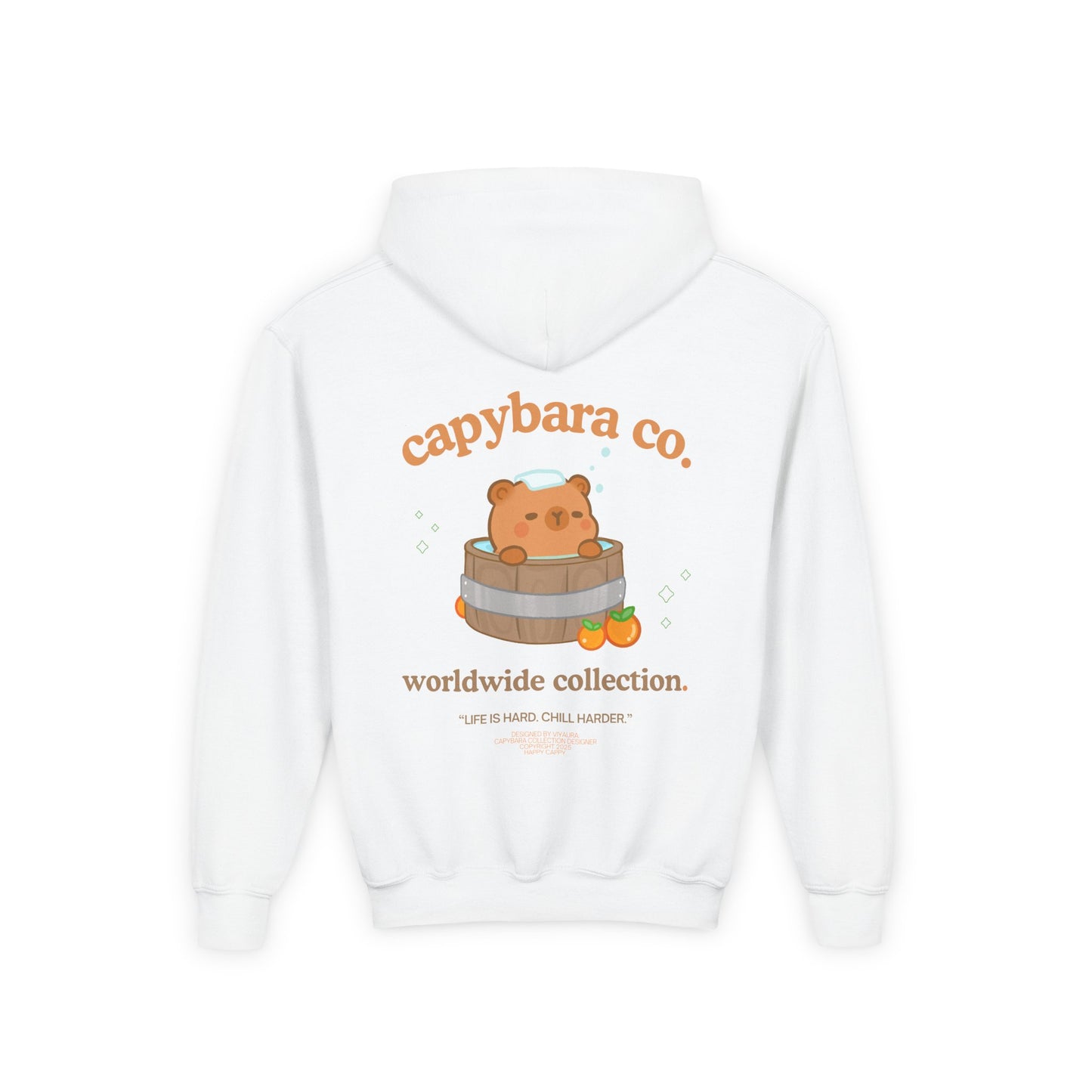 Capybara Bath: Youth Heavy Blend Hooded Sweatshirt