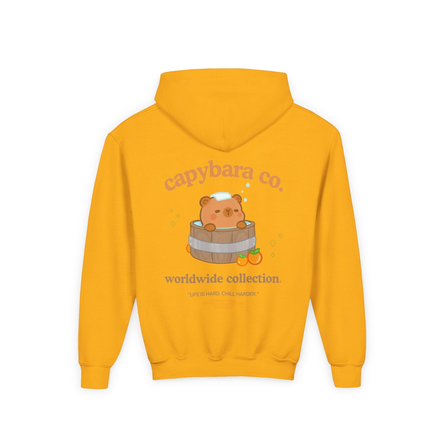 Capybara Bath: Youth Heavy Blend Hooded Sweatshirt