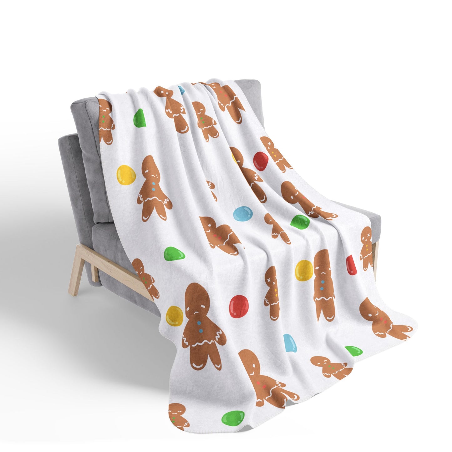 Gingerbread Man and Gumdrop Fleece Sherpa Blanket