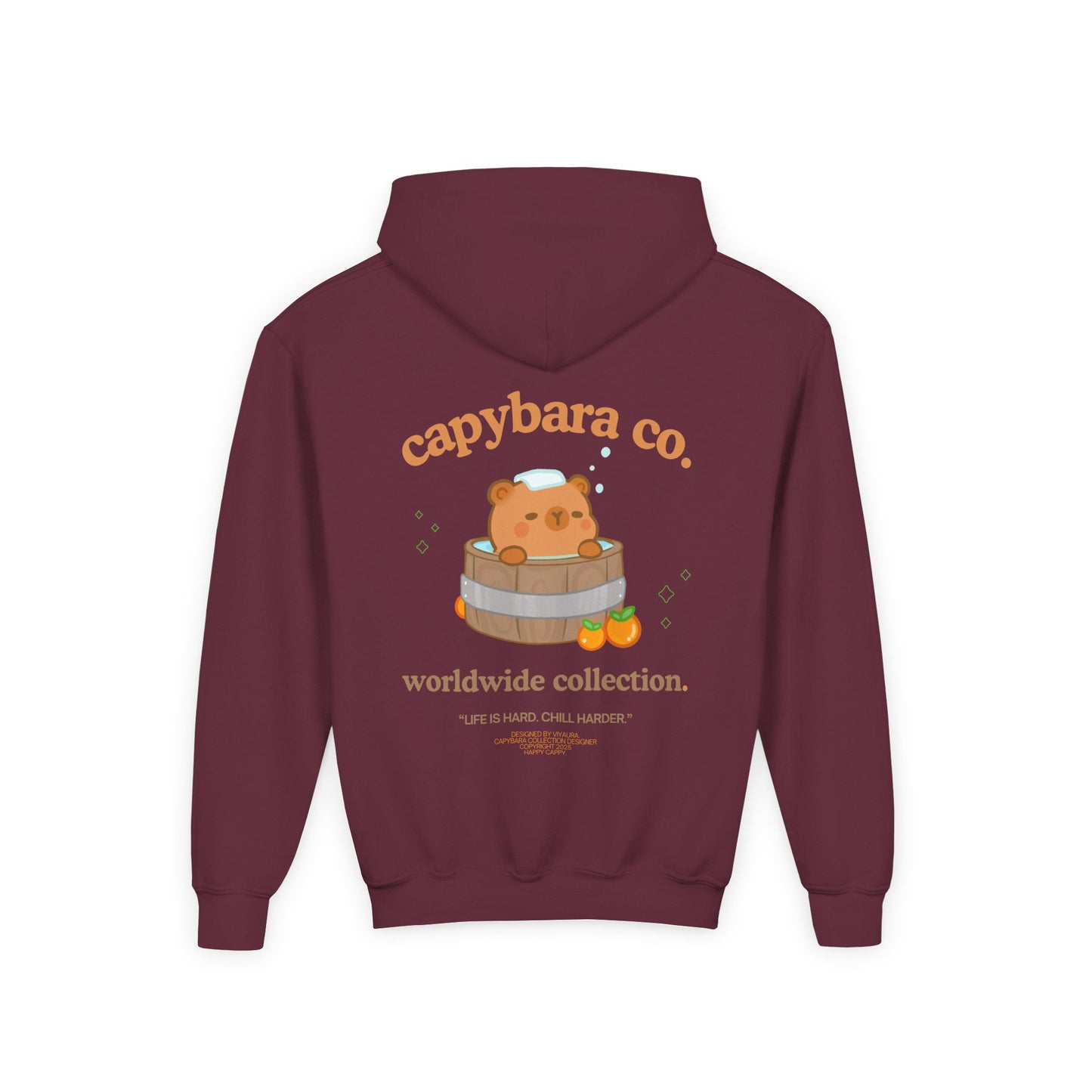 Capybara Bath: Youth Heavy Blend Hooded Sweatshirt