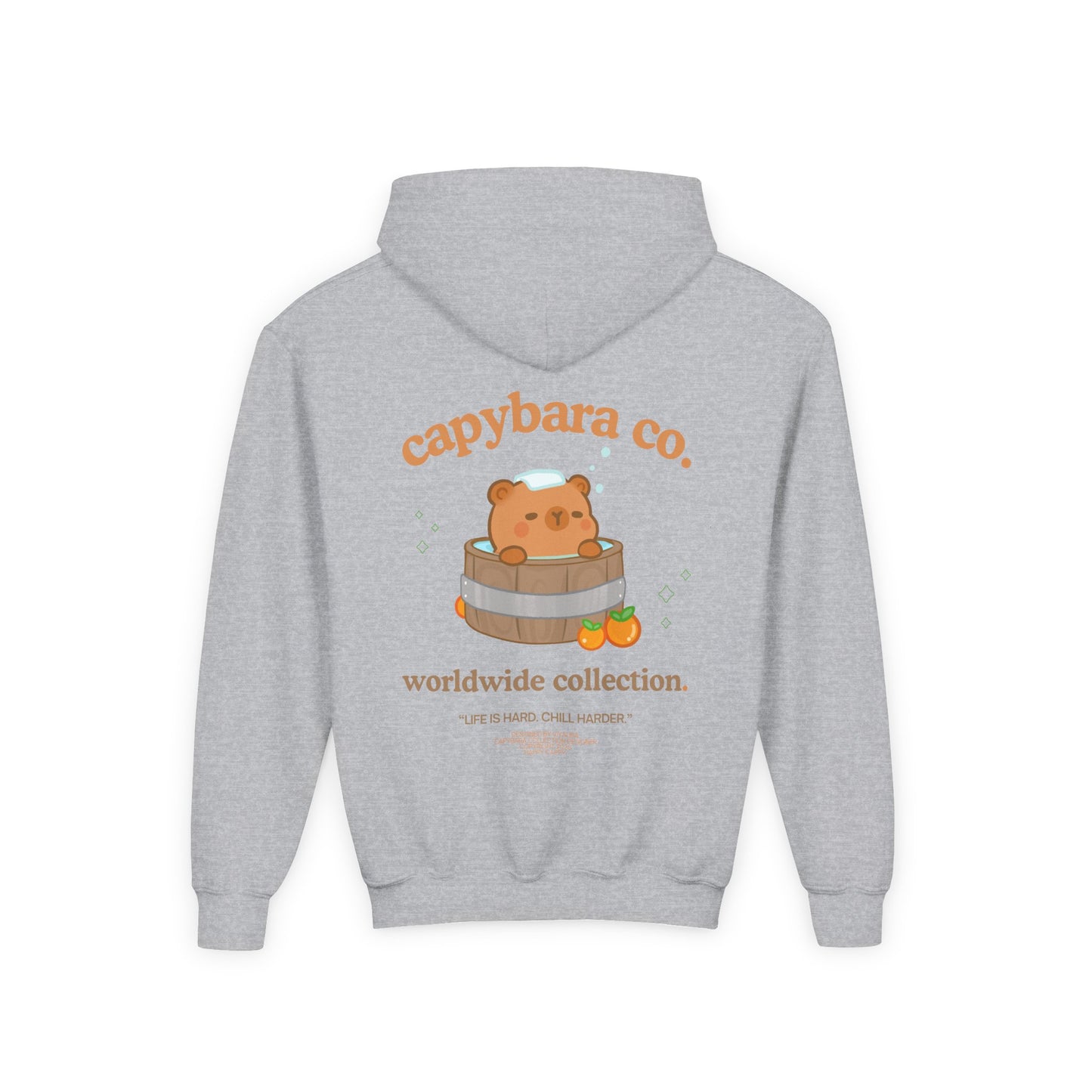 Capybara Bath: Youth Heavy Blend Hooded Sweatshirt