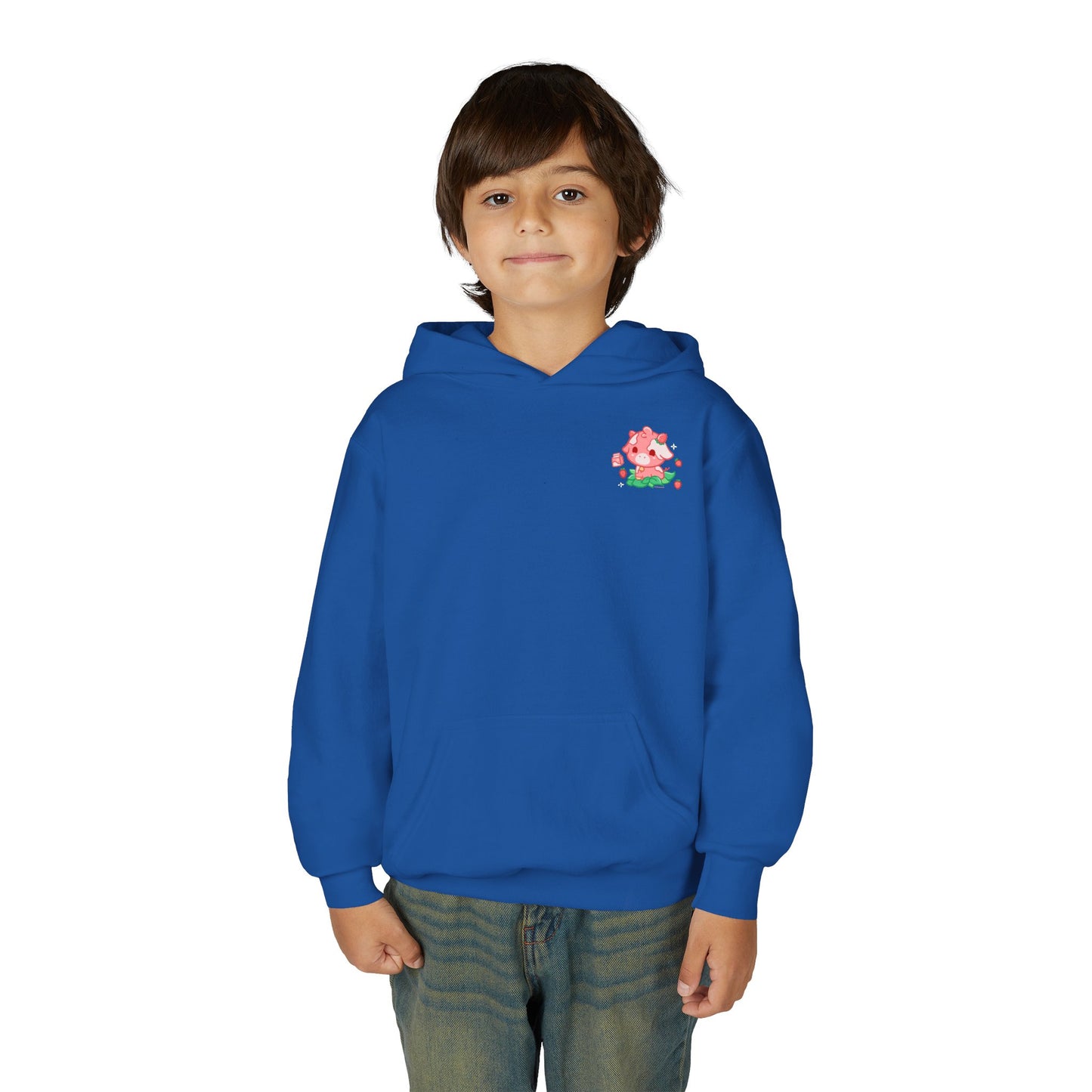 Strawberry Cow: Youth Heavy Blend Hooded Sweatshirt