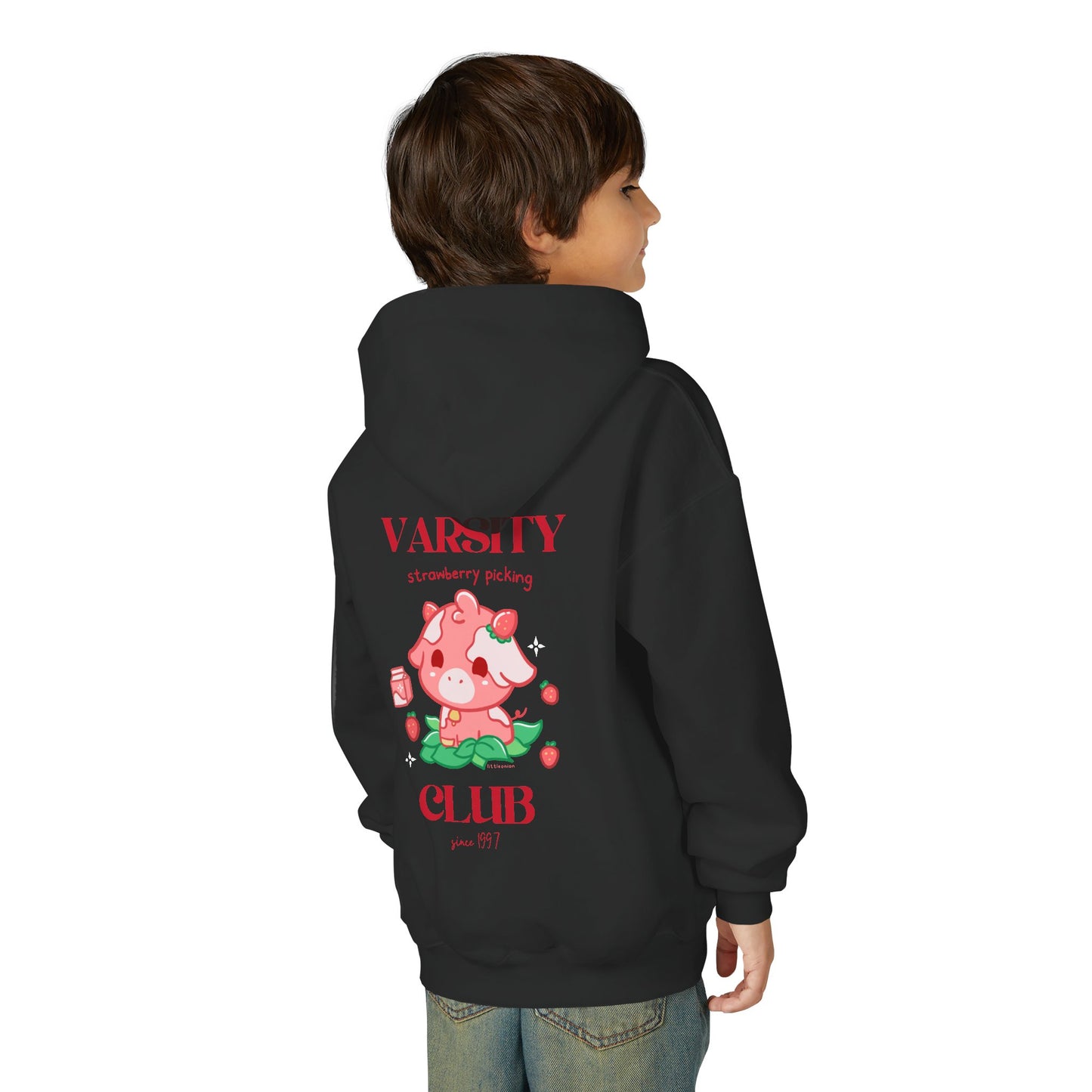 Strawberry Cow: Youth Heavy Blend Hooded Sweatshirt
