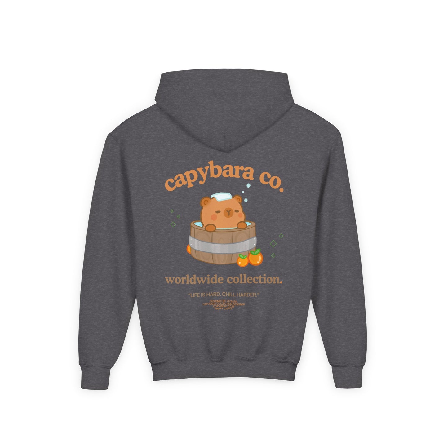 Capybara Bath: Youth Heavy Blend Hooded Sweatshirt