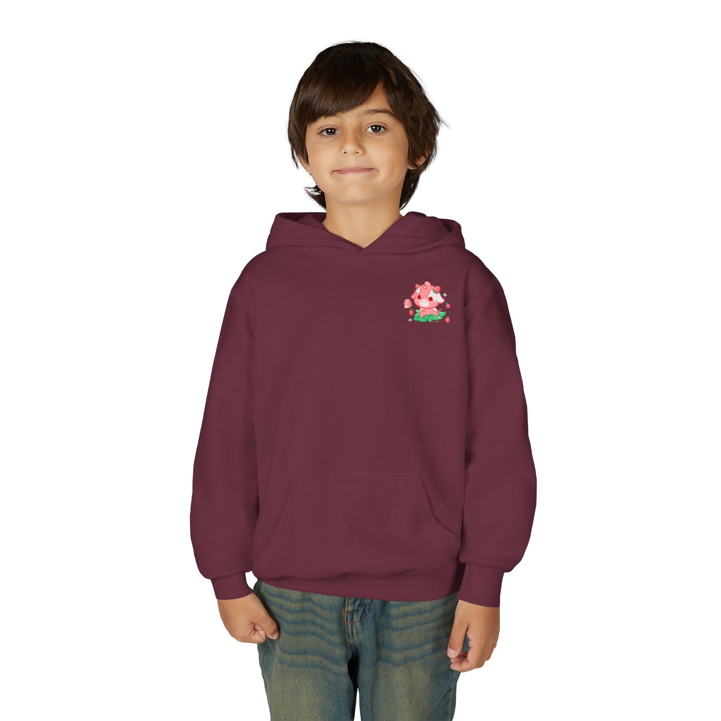 Strawberry Cow: Youth Heavy Blend Hooded Sweatshirt
