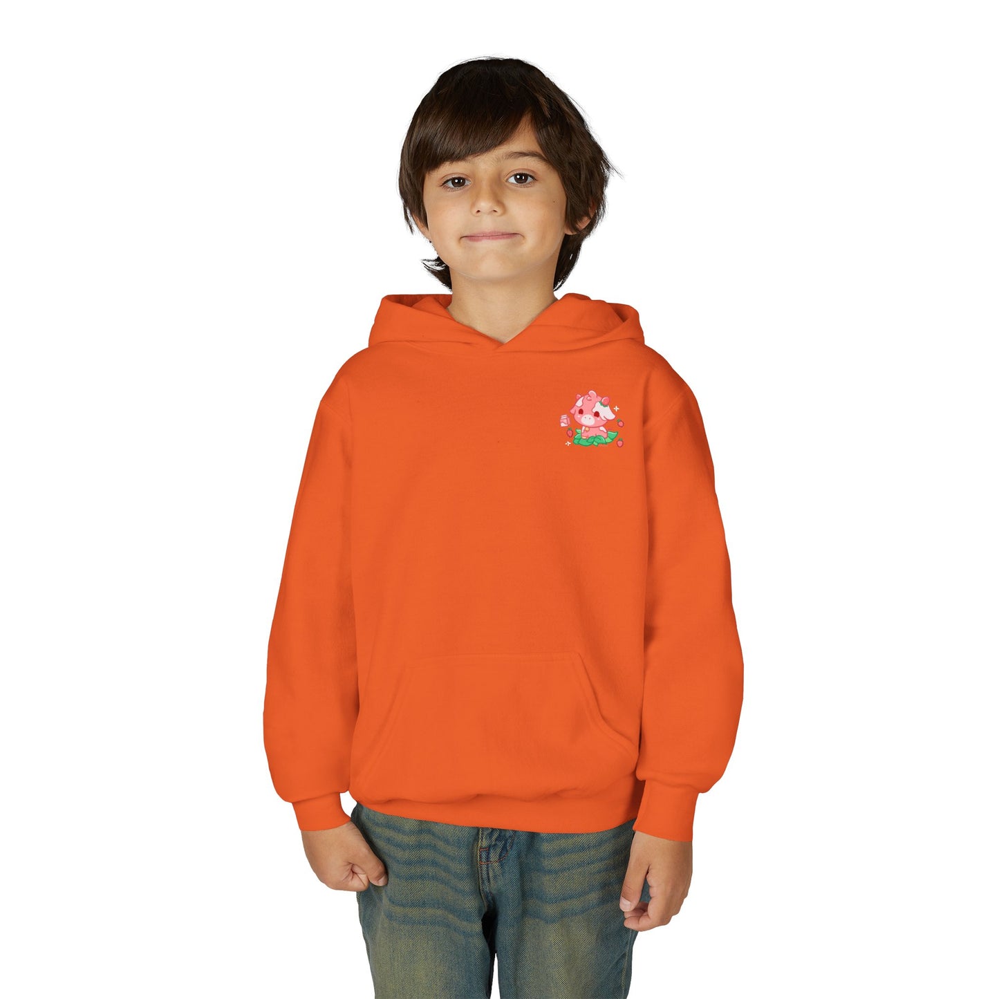 Strawberry Cow: Youth Heavy Blend Hooded Sweatshirt