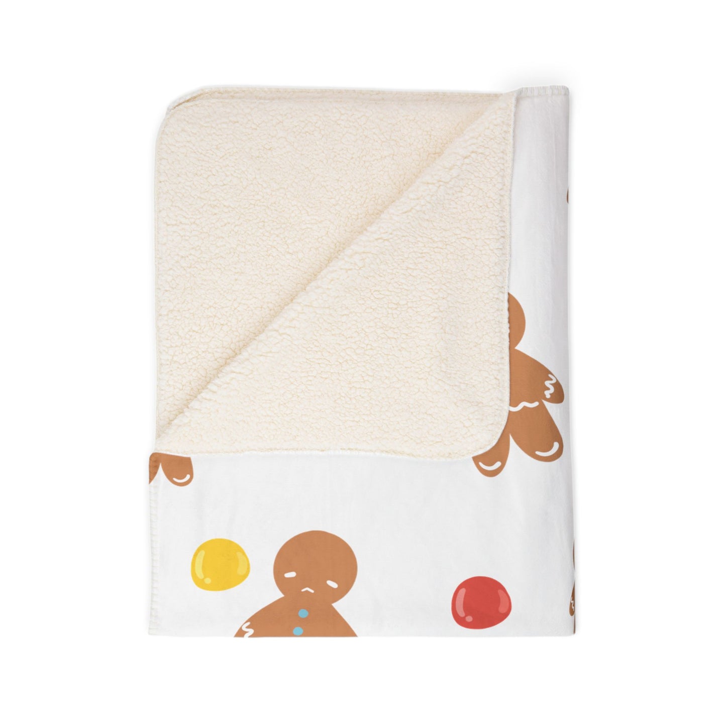Gingerbread Man and Gumdrop Fleece Sherpa Blanket